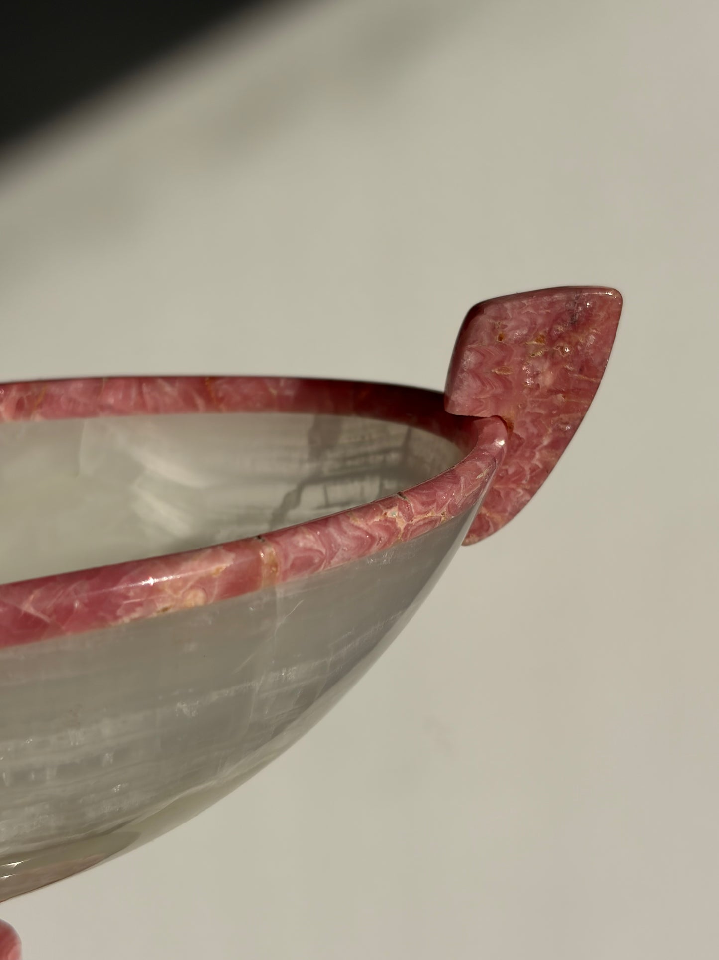 Floral Banded Rhodochrosite & White Calcite Vessel