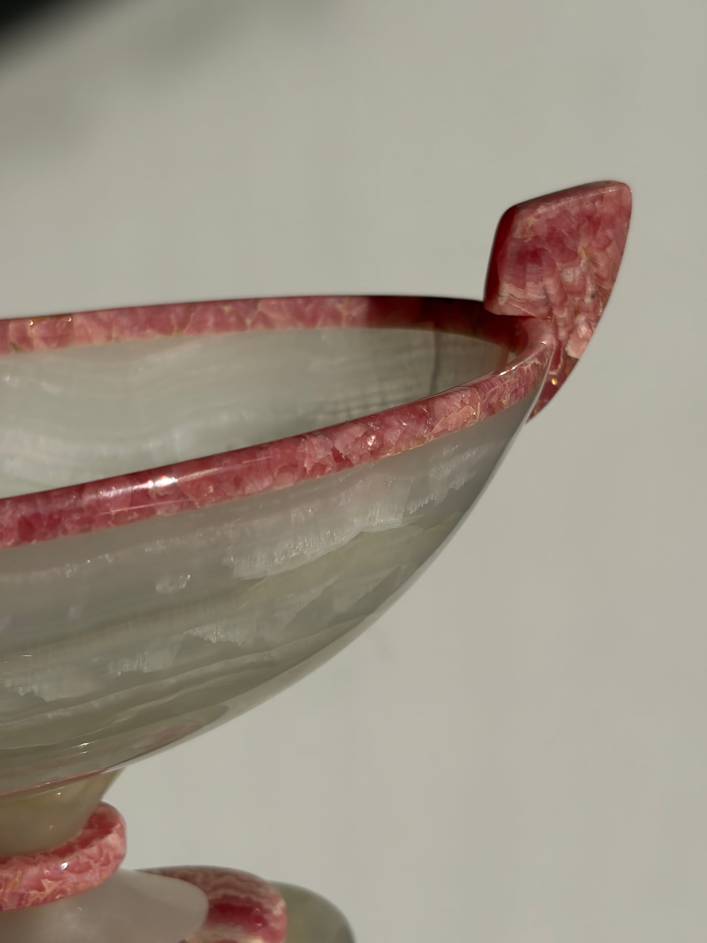 Floral Banded Rhodochrosite & White Calcite Vessel