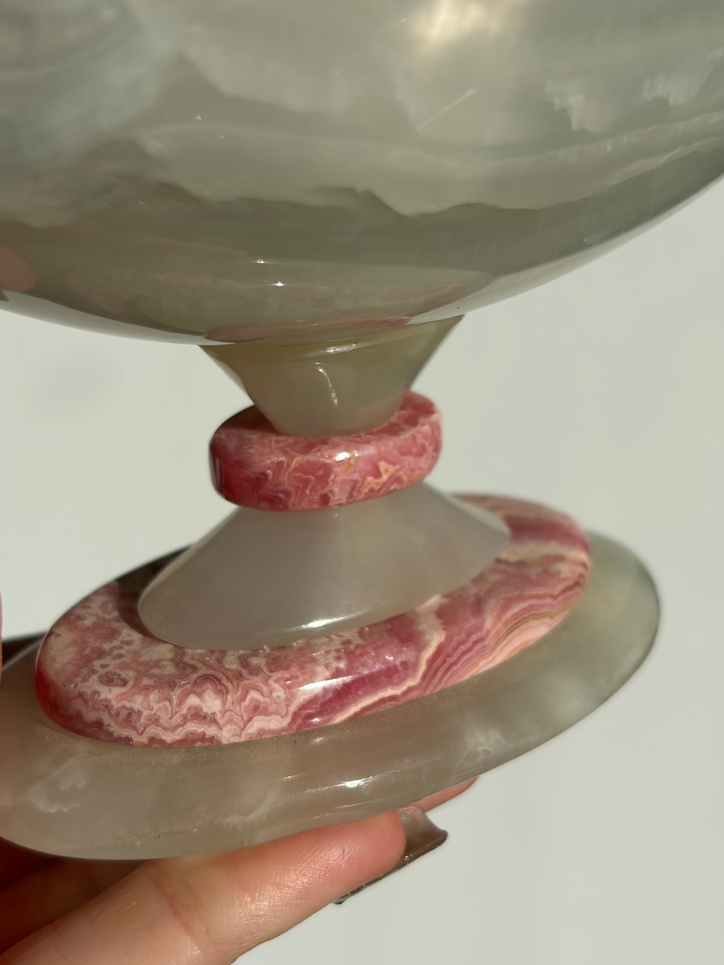 Floral Banded Rhodochrosite & White Calcite Vessel