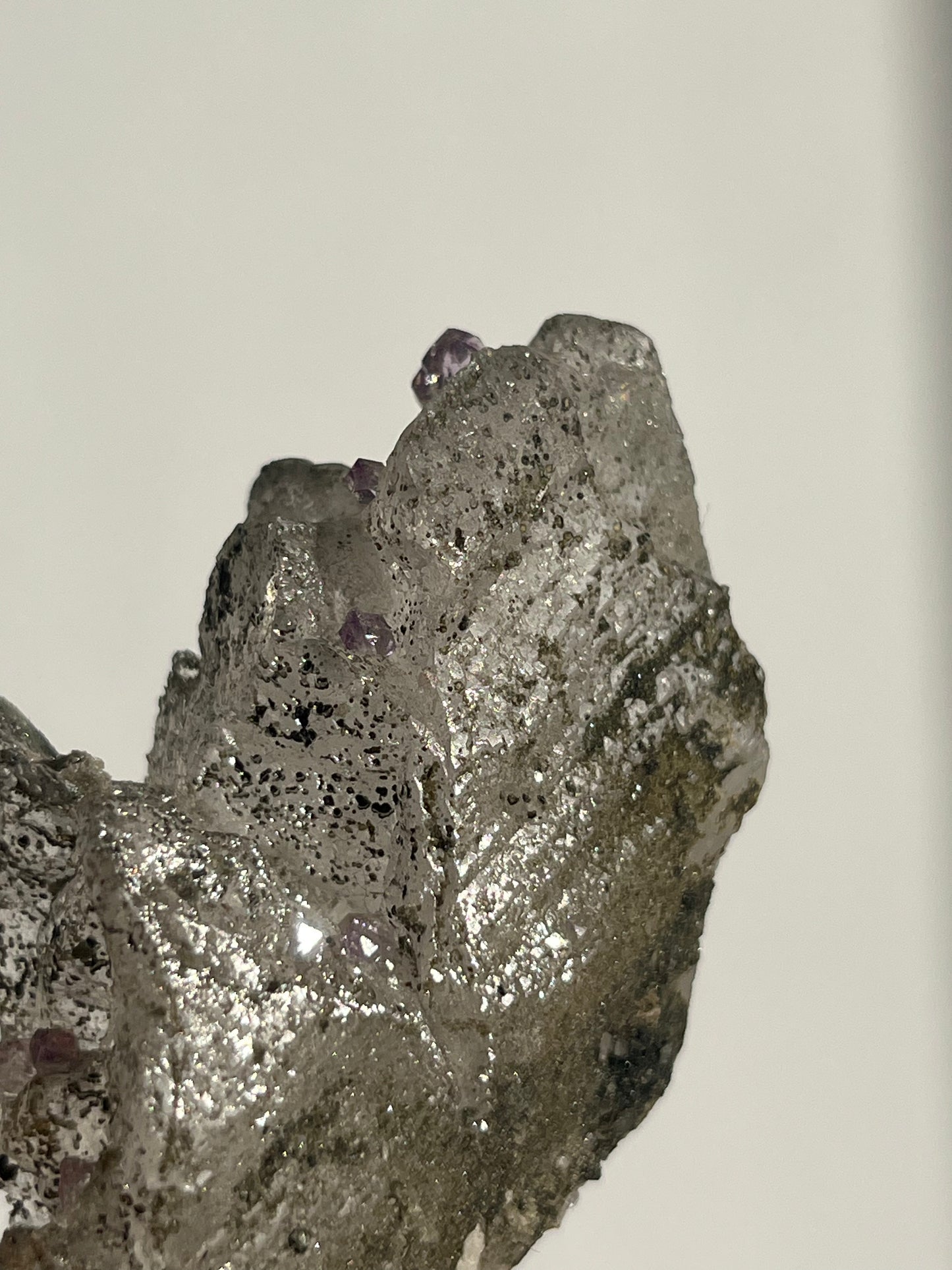 Sceptre Amethyst on Etched Quartz with Biotite Specimen A (Collector’s Choice)