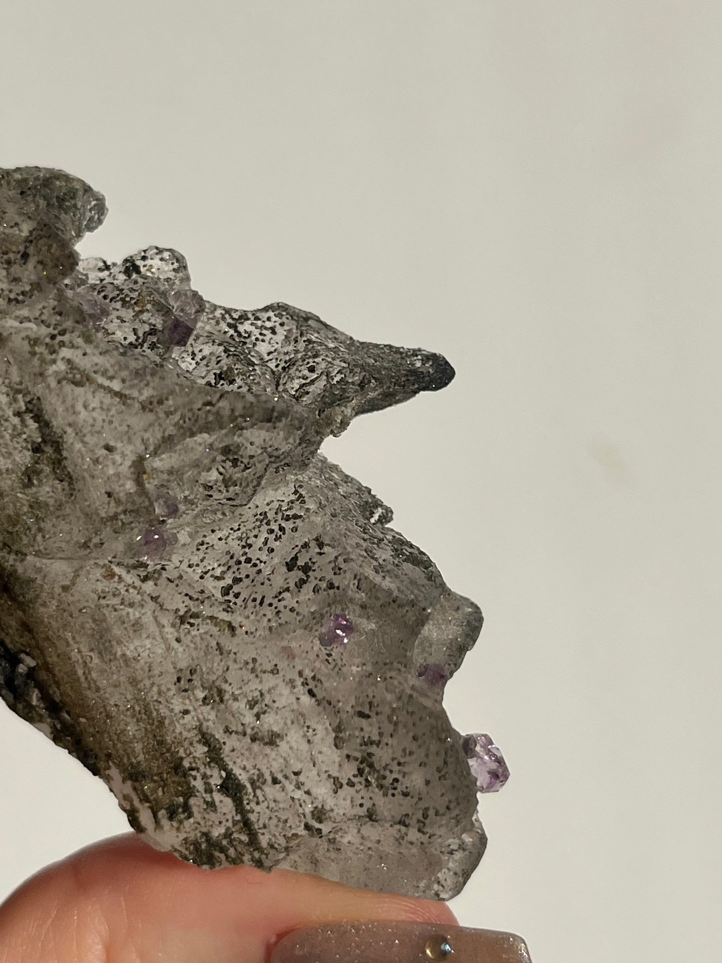 Sceptre Amethyst on Etched Quartz with Biotite Specimen A (Collector’s Choice)