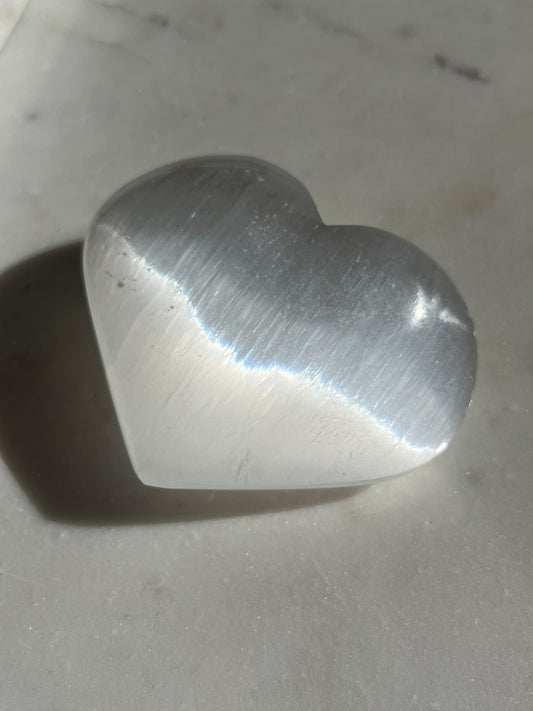 Selenite Heart Palmstone (Perfectly Imperfect)