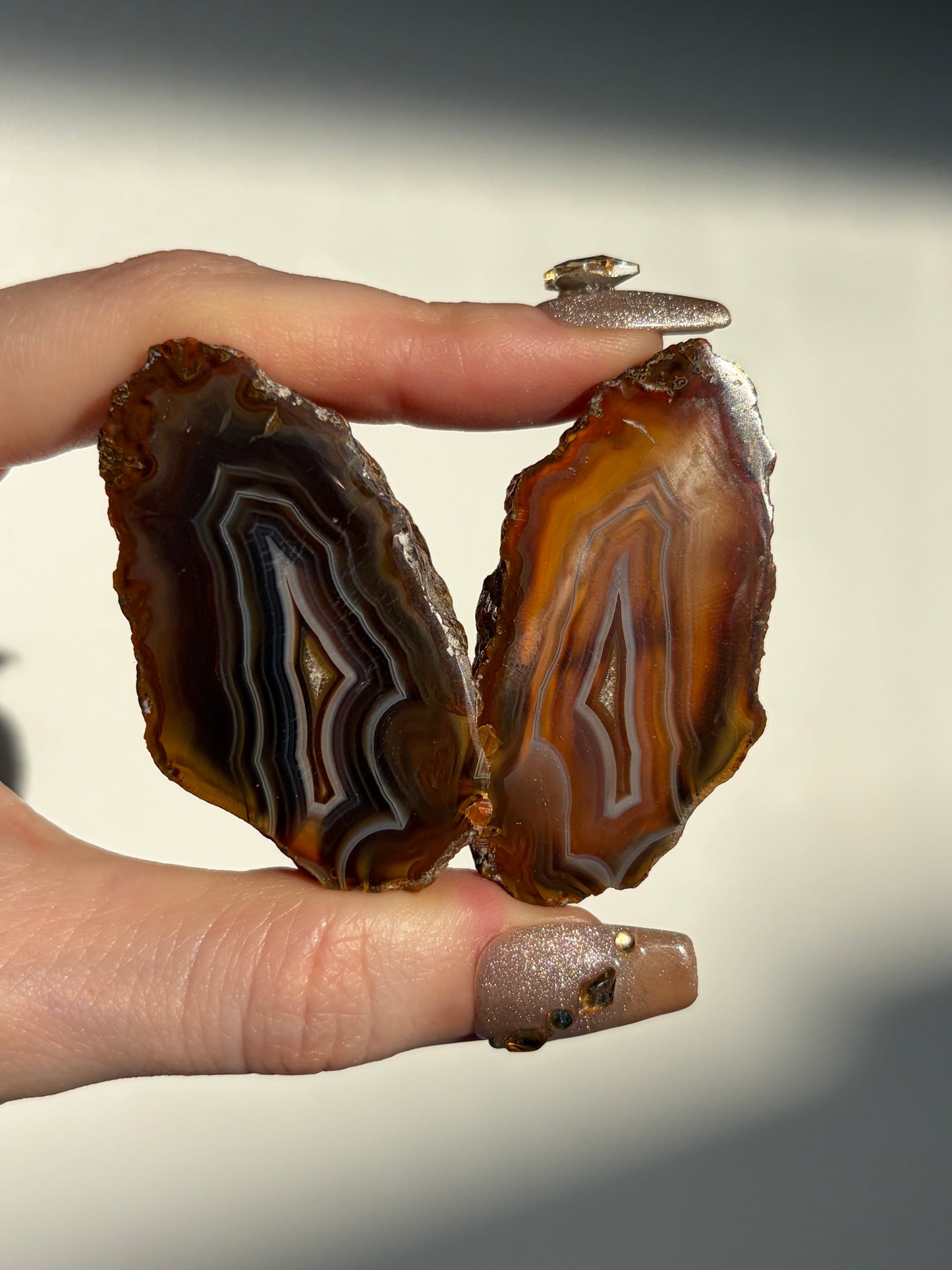 "Dusk Meets Dawn" West Indonesian Agate Pair with Parallax Effect