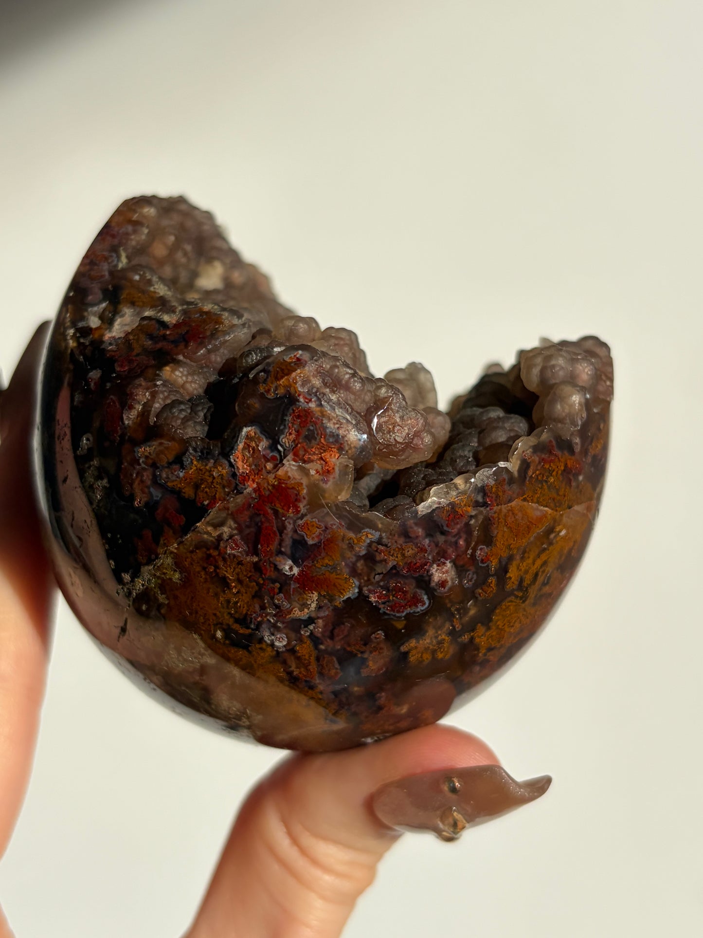“Moss-bound World” Tembaga Moss in Botryoidal Chalcedony Sphere A