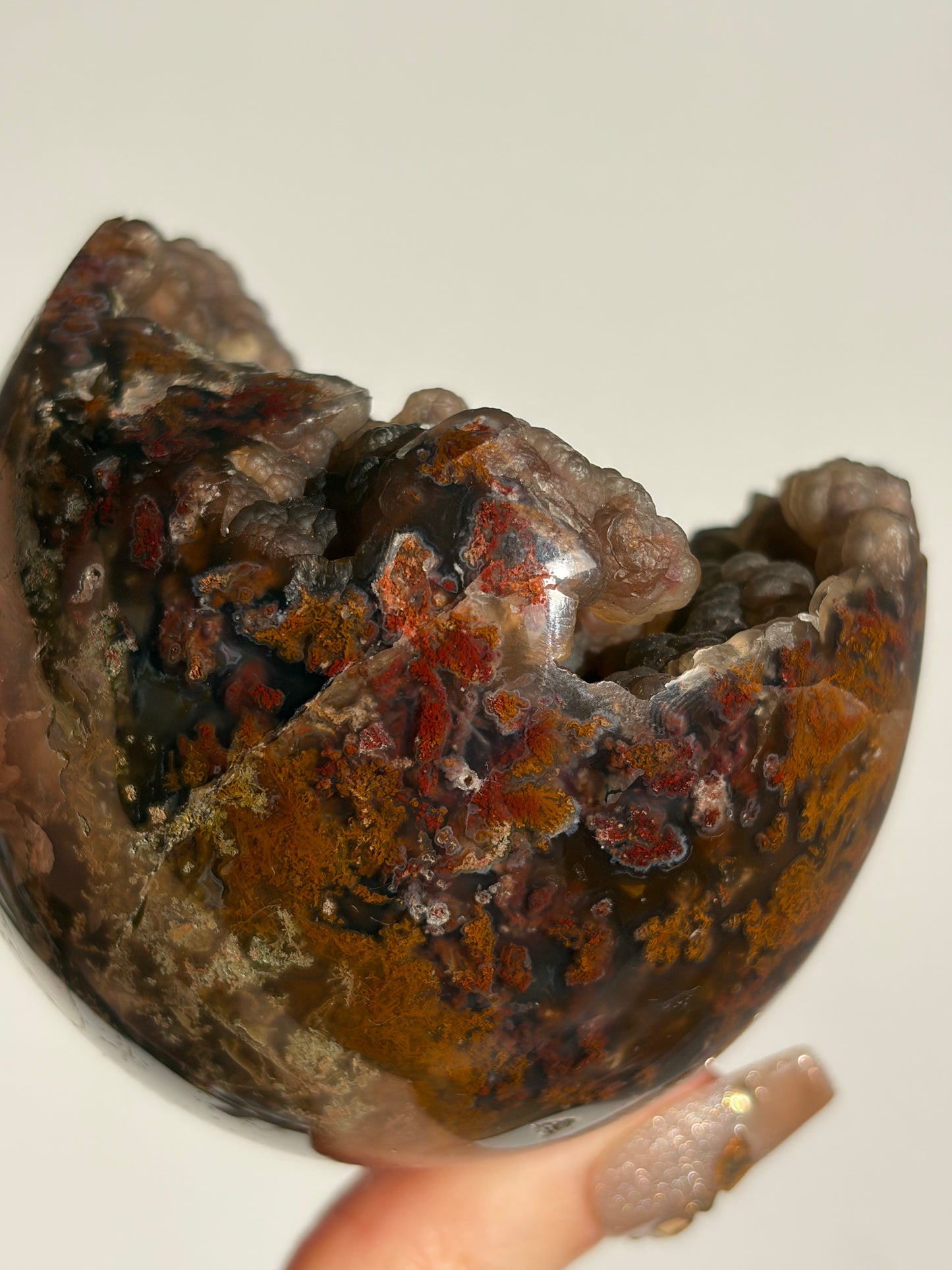 “Moss-bound World” Tembaga Moss in Botryoidal Chalcedony Sphere A
