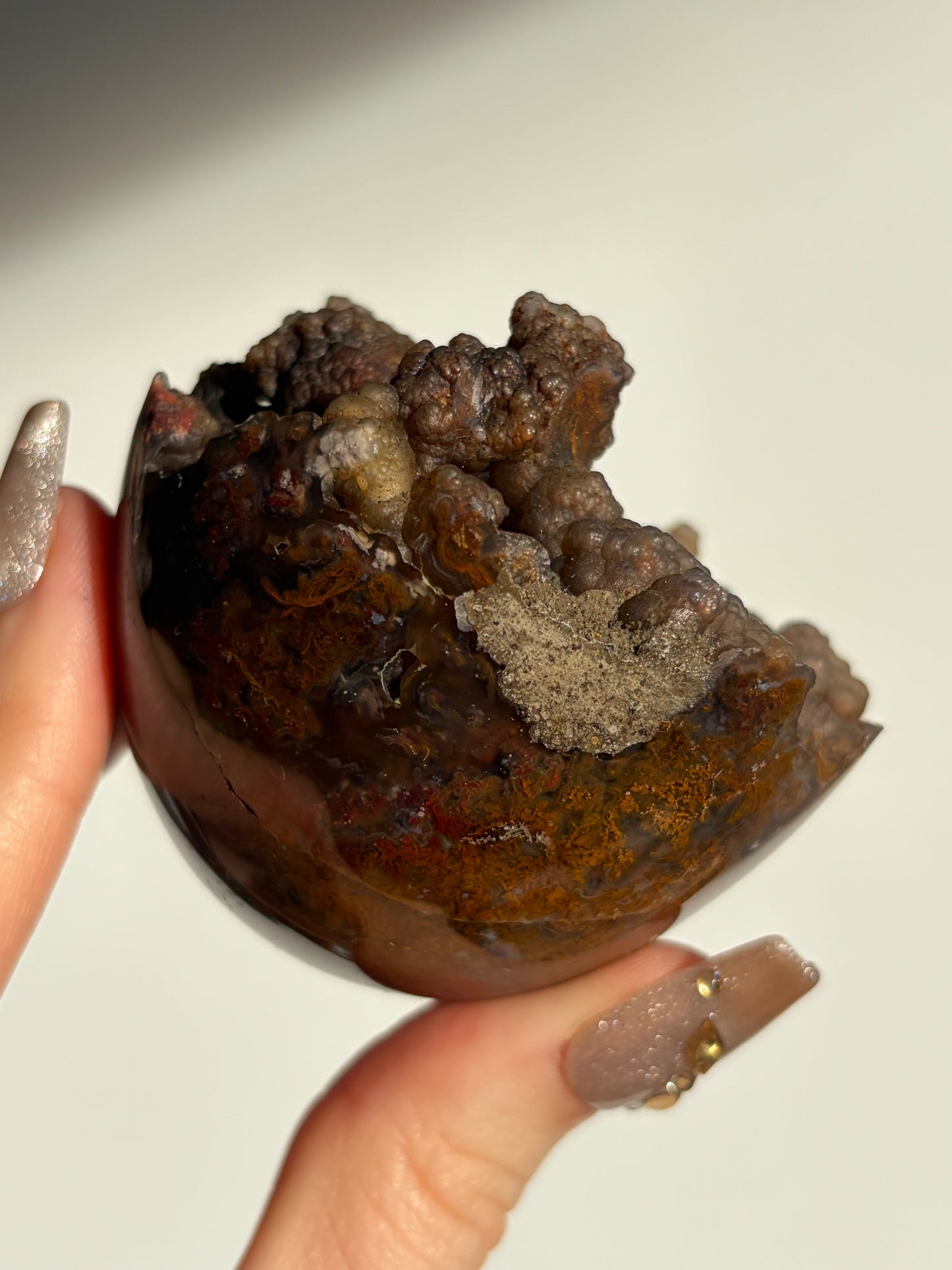 “A Garden Planet” Tembaga Moss in Botryoidal Chalcedony Sphere B