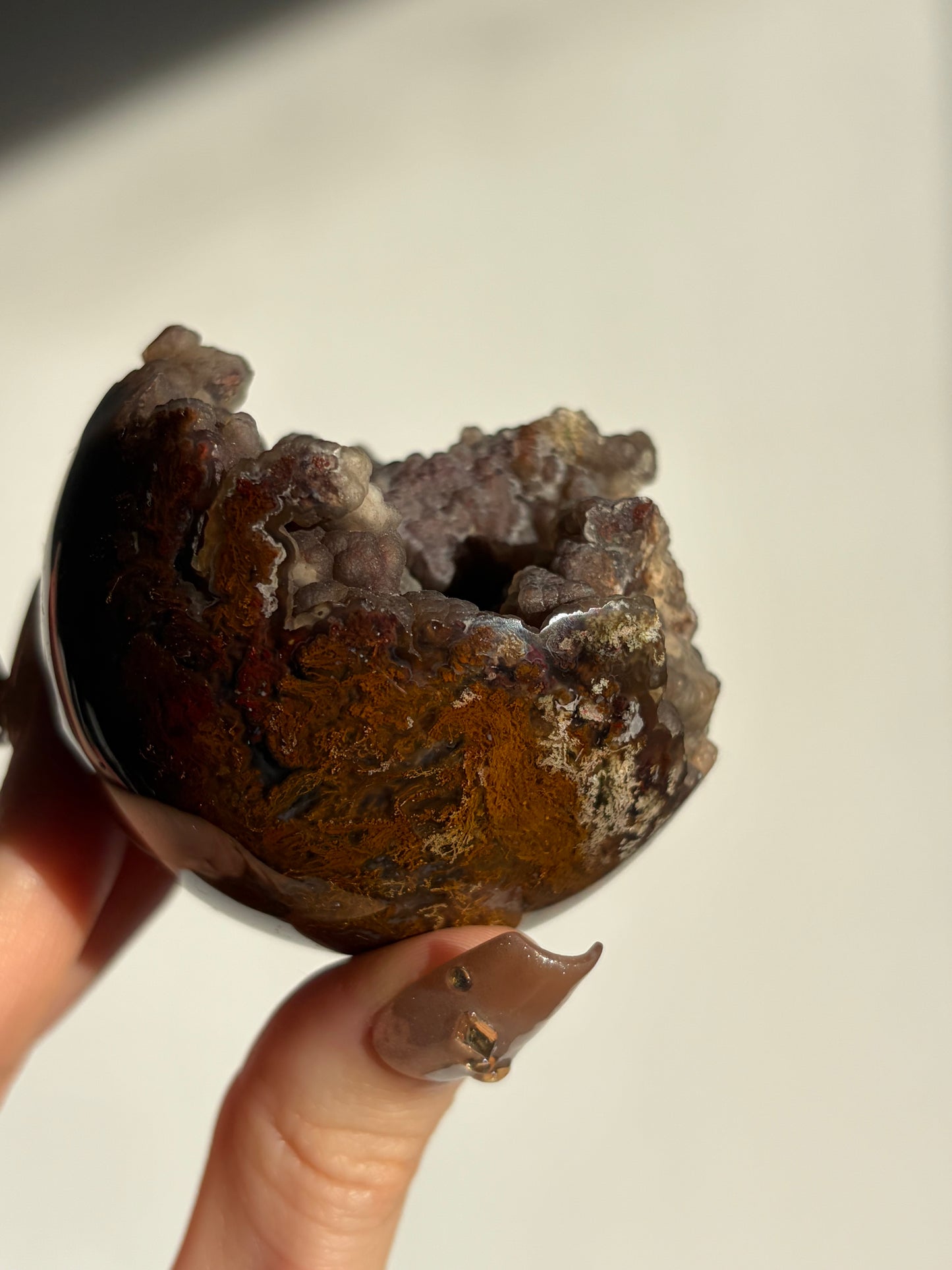 “Veils of the Mother” Tembaga Moss in Botryoidal Chalcedony Sphere C