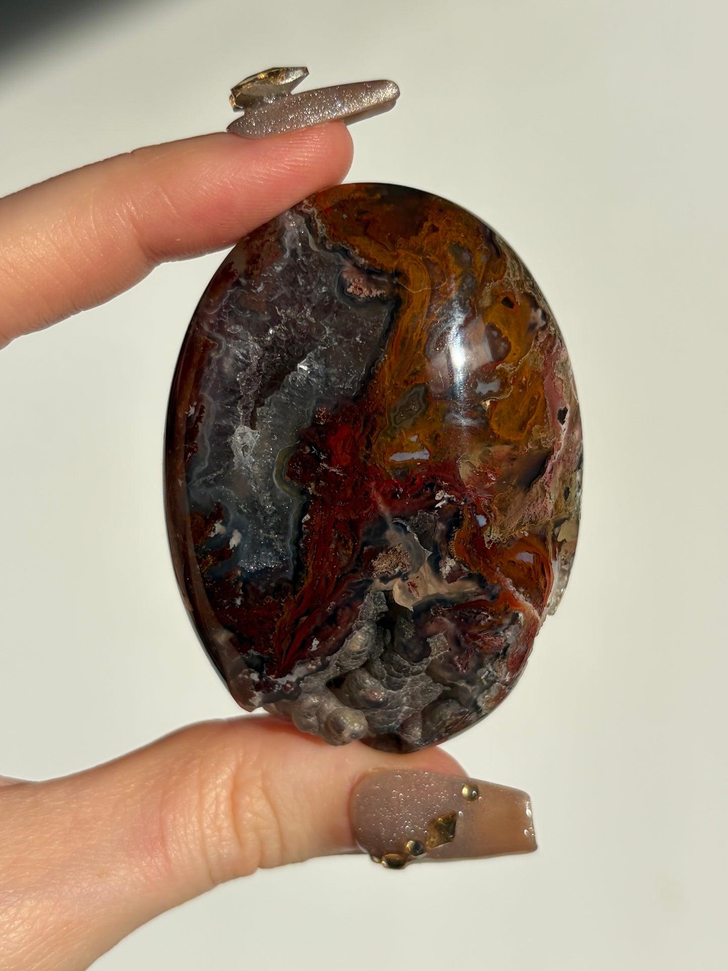 Tembaga Moss in Chalcedony Palmstone A