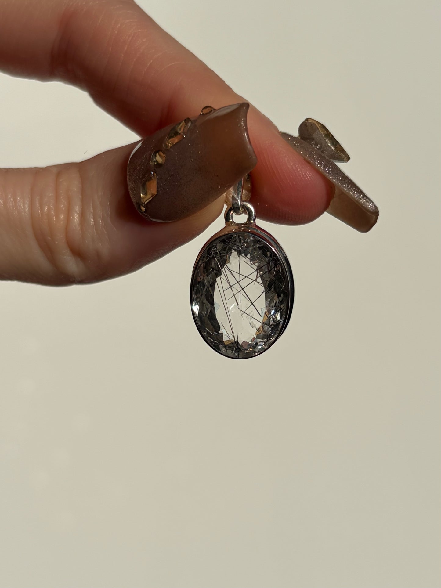 A Grade Faceted Tourmalinated Quartz Pendant