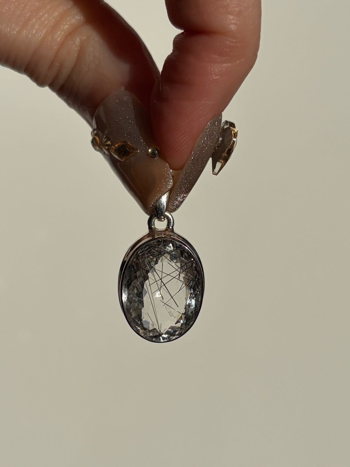 A Grade Faceted Tourmalinated Quartz Pendant