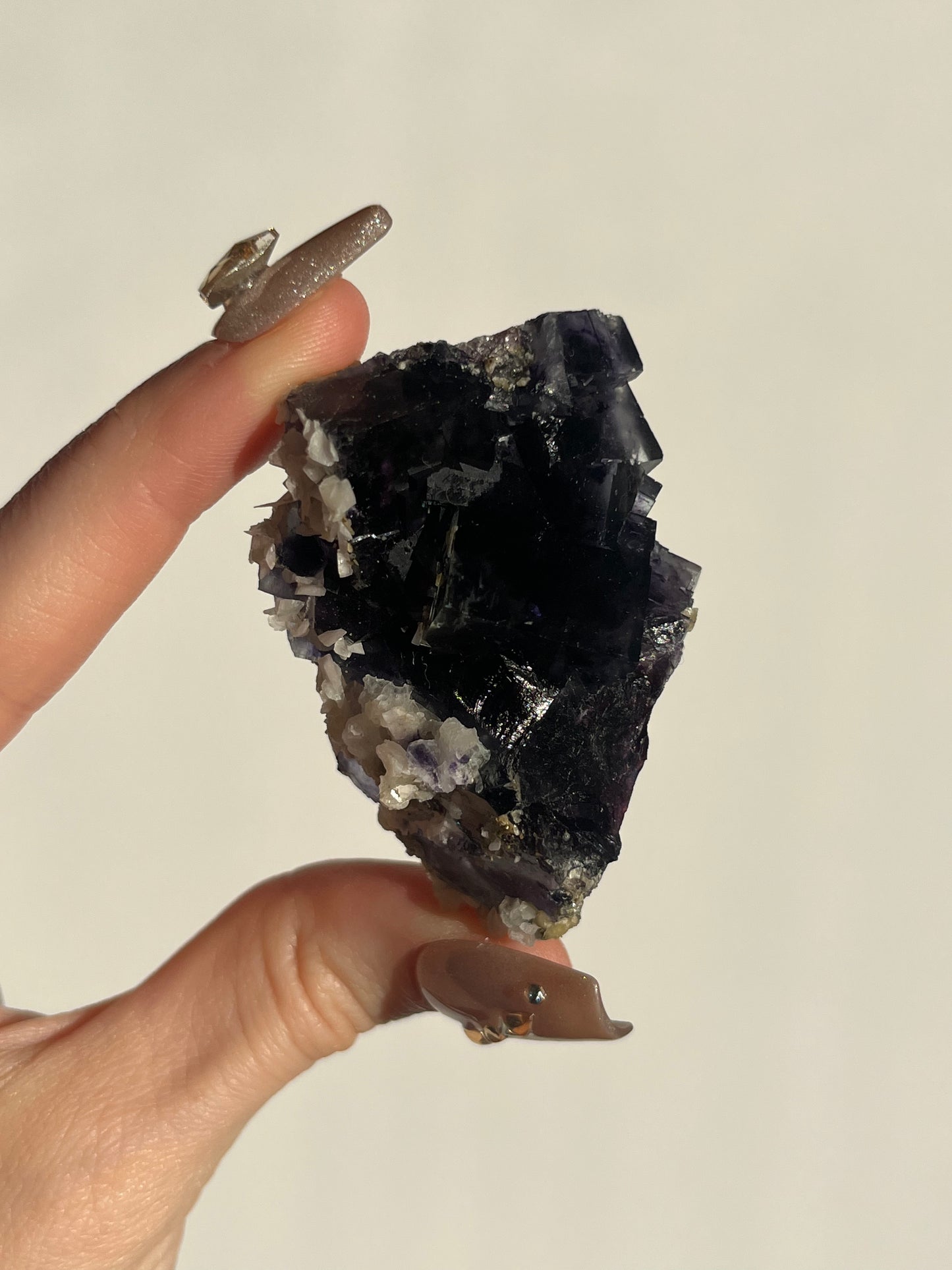 Violet Yindu Fluorite with Muscovite and Calcite Specimen C
