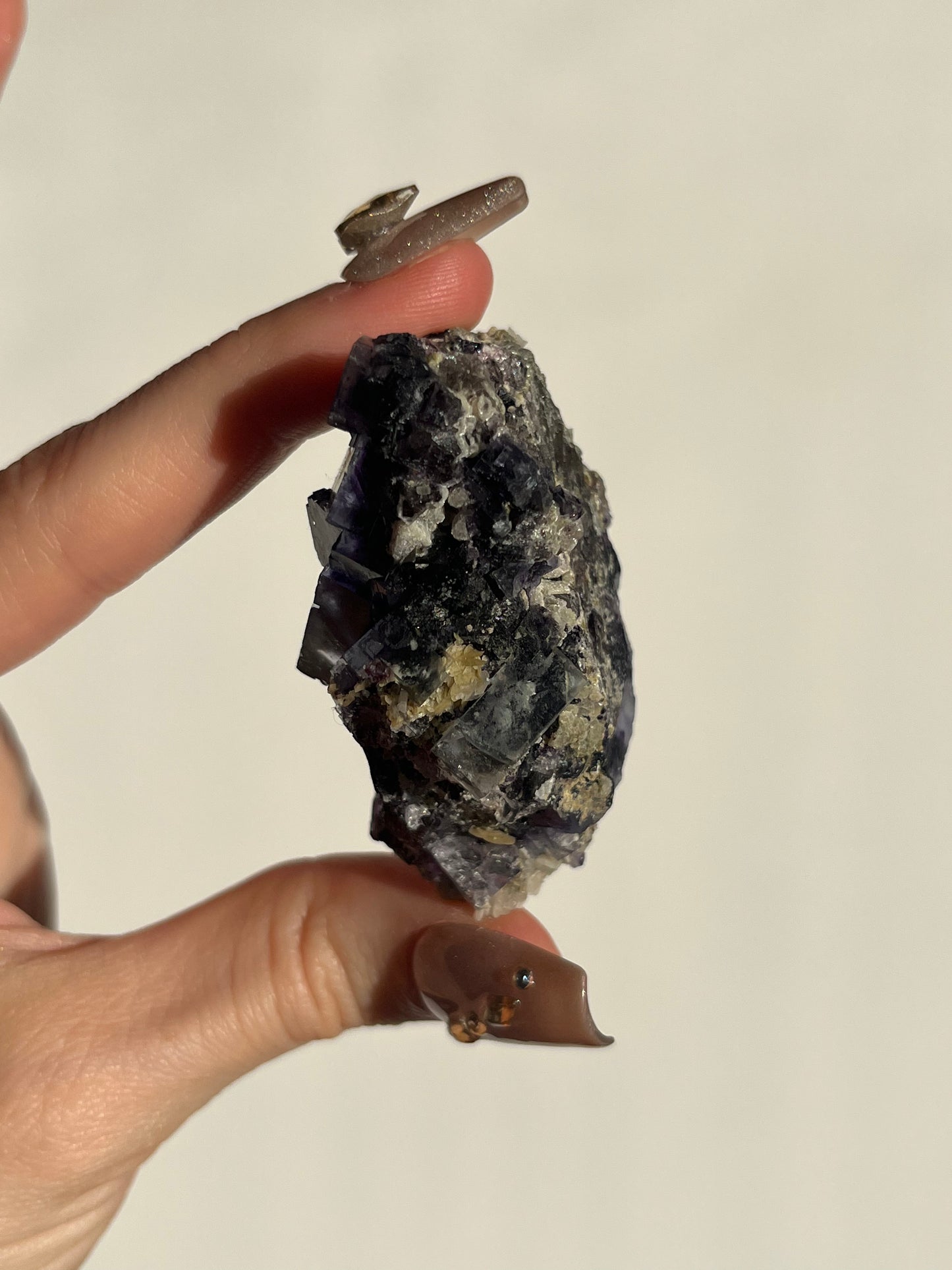 Violet Yindu Fluorite with Muscovite and Calcite Specimen C