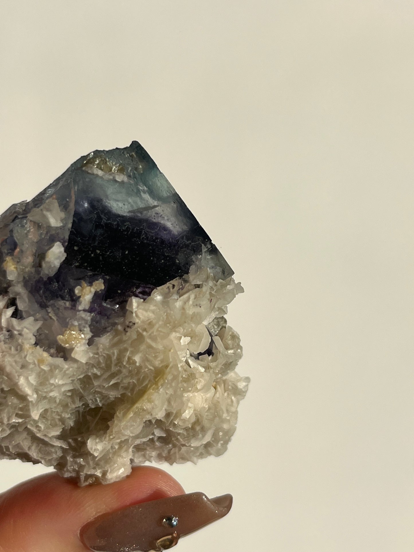 Violet-Green Yindu Fluorite with Muscovite and Calcite Specimen D