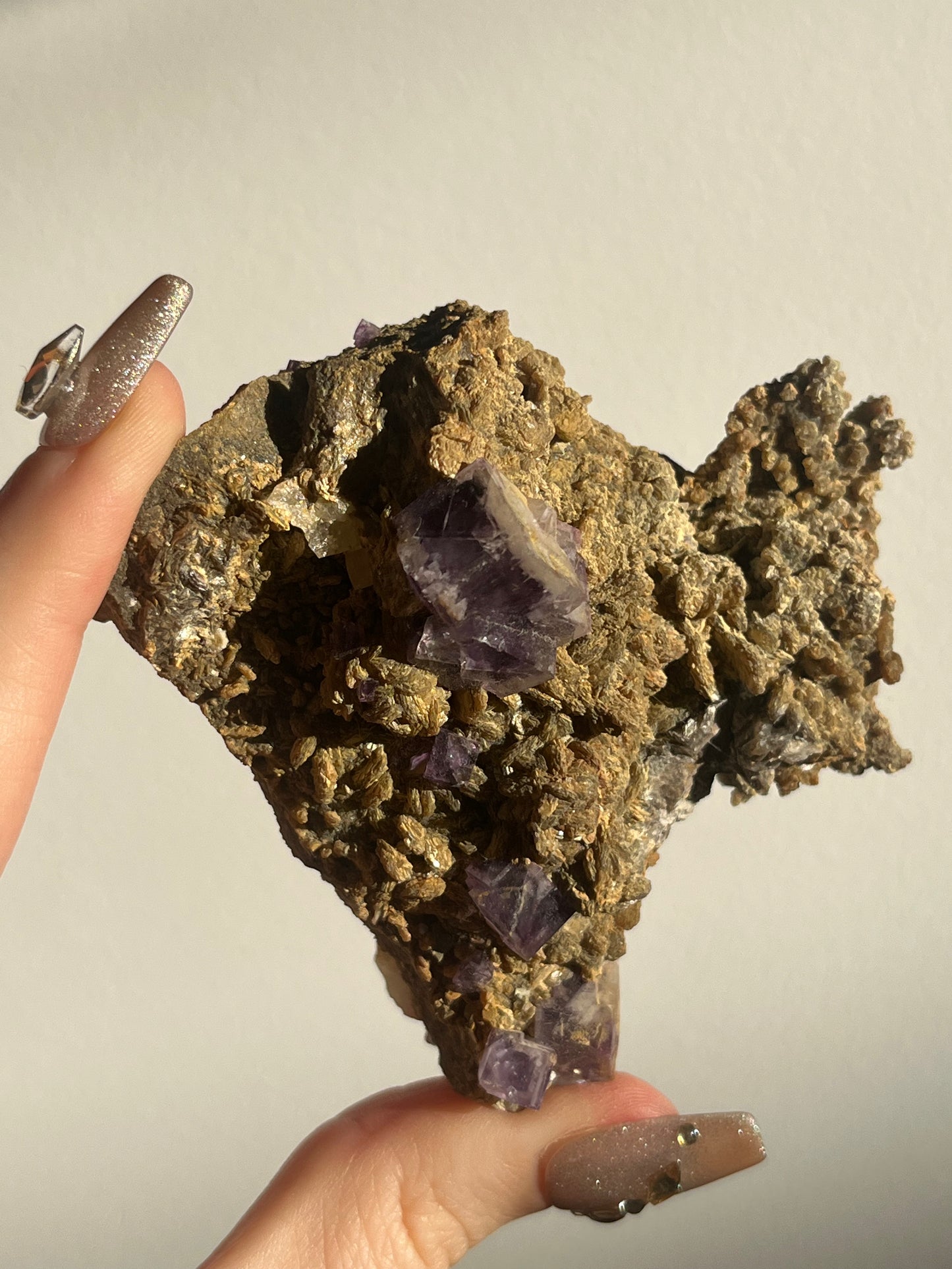 Yaogangxian Purple Fluorite Specimen with Intra Calcite Zoning A