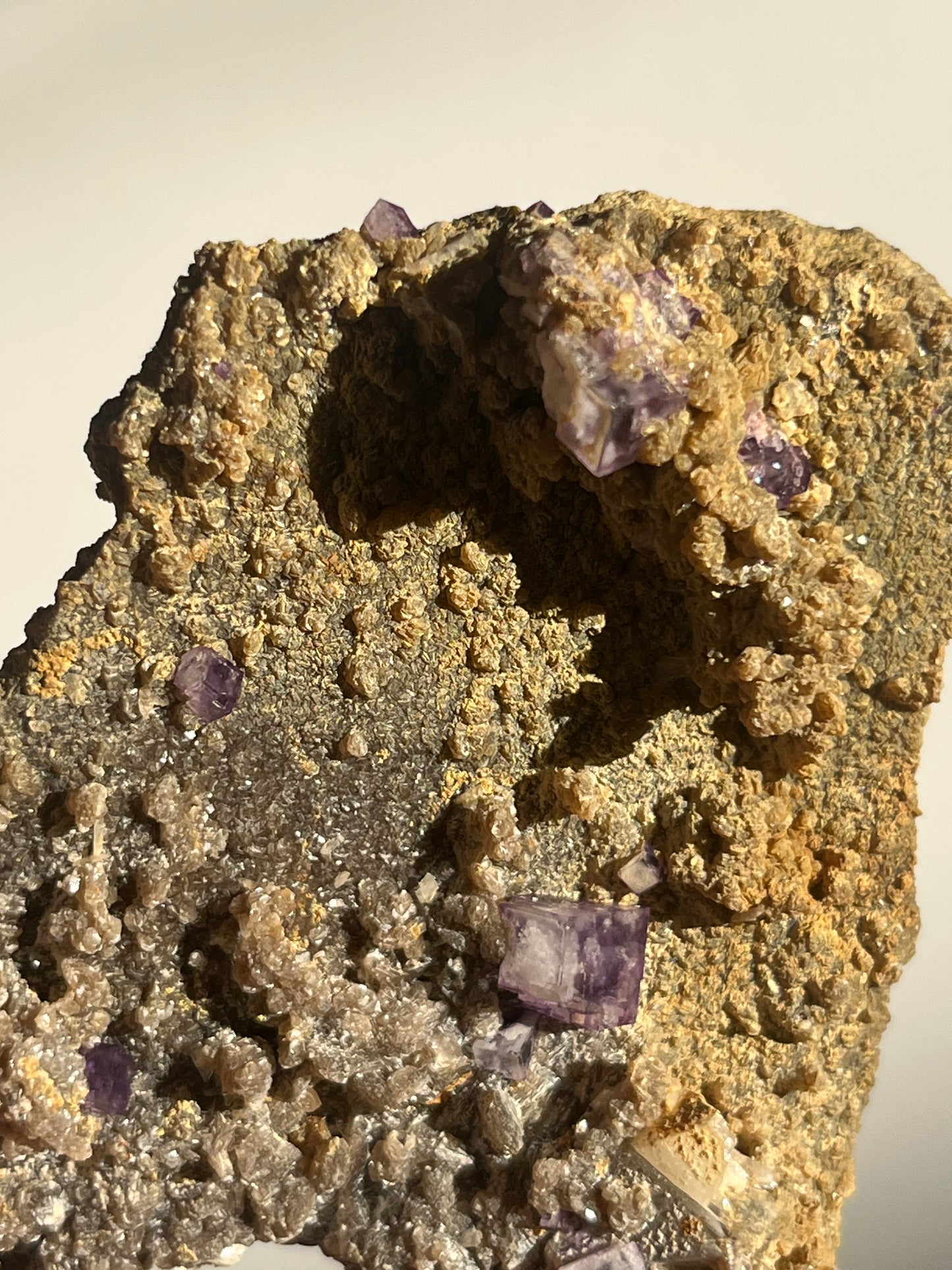Yaogangxian Purple Fluorite Specimen with Intra Calcite Zoning A