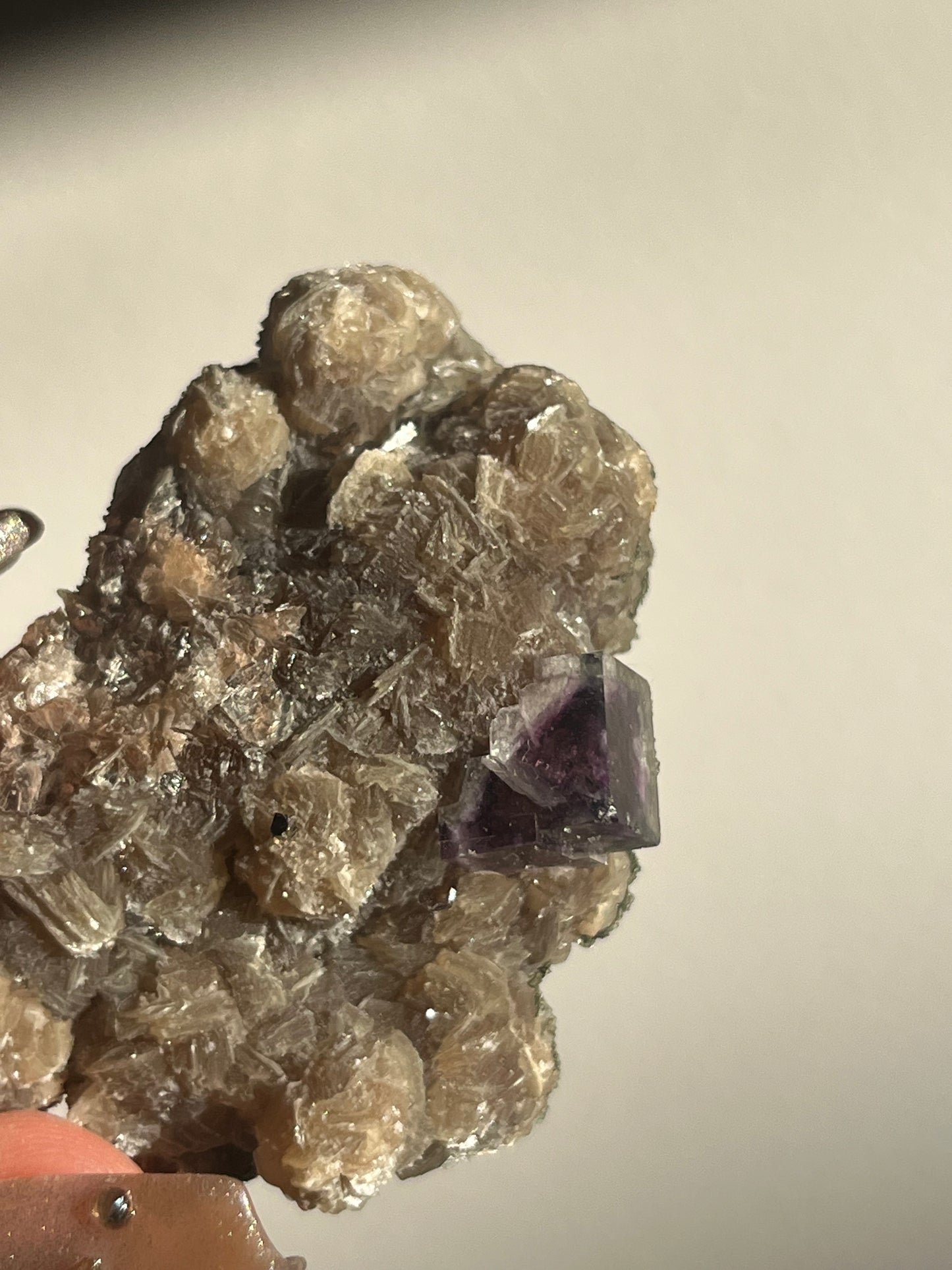 Yaogangxian Purple Phantom Fluorite Specimen with Muscovite and Chlorite Coated Quartz C
