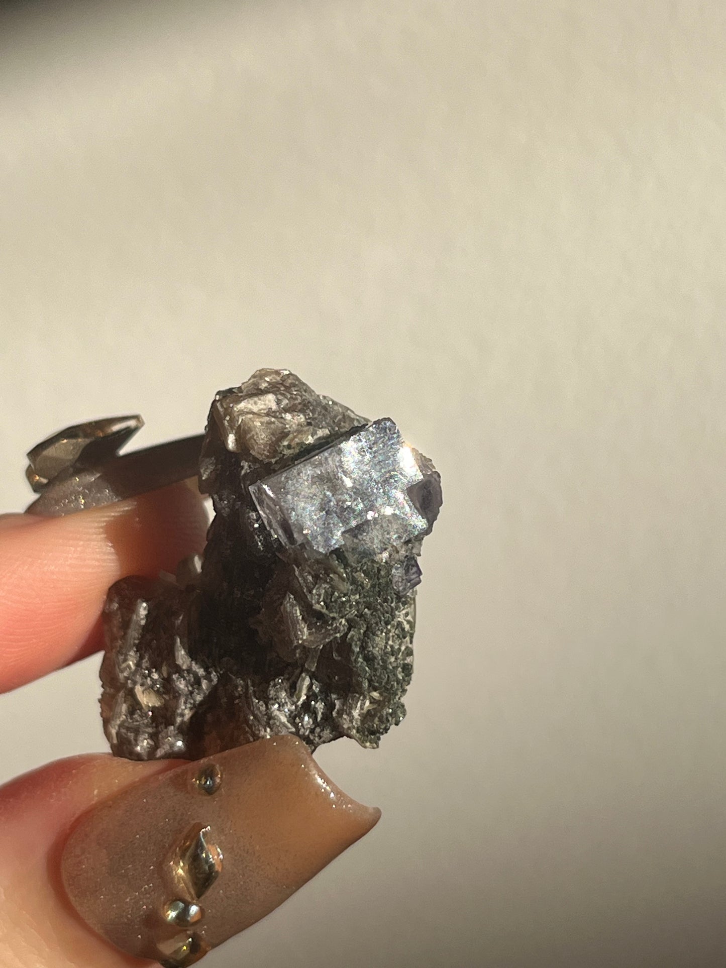 Yaogangxian Purple Fluorite with Muscovite Specimen J