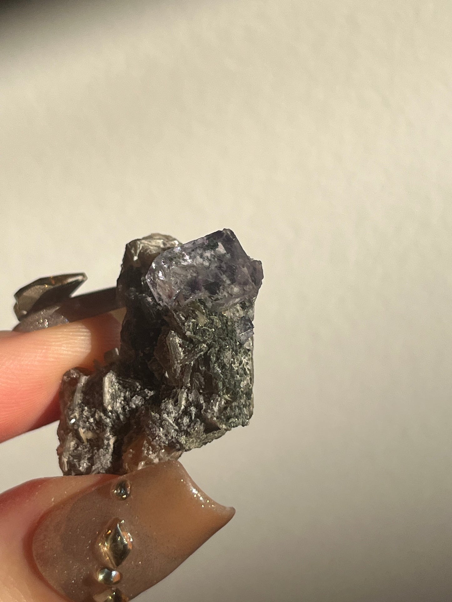 Yaogangxian Purple Fluorite with Muscovite Specimen J