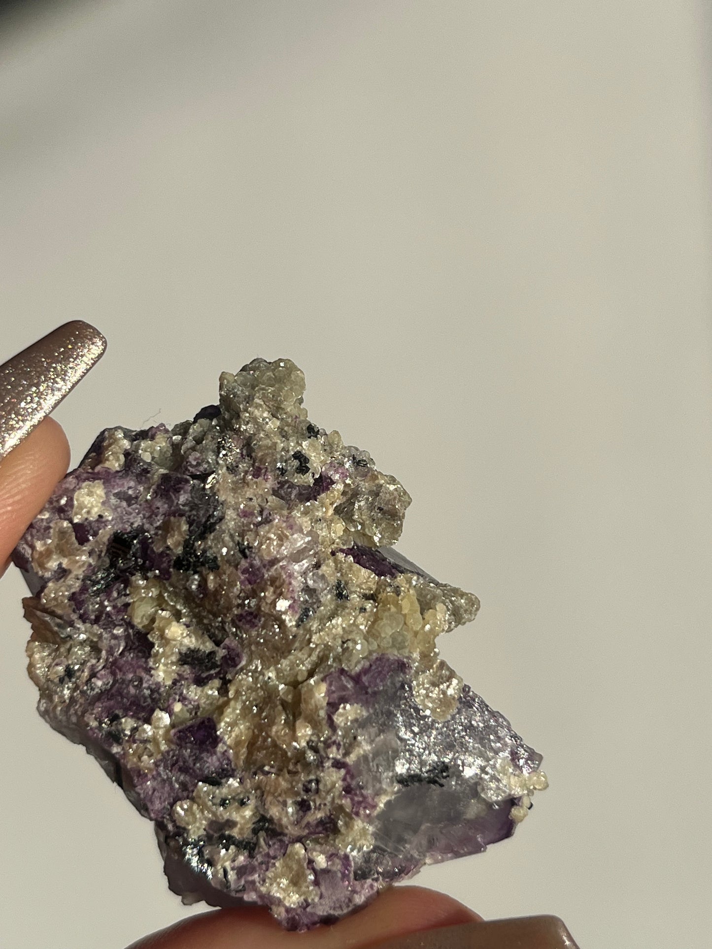 Yaogangxian Purple Fluorite with Muscovite and Wulframite Specimen E