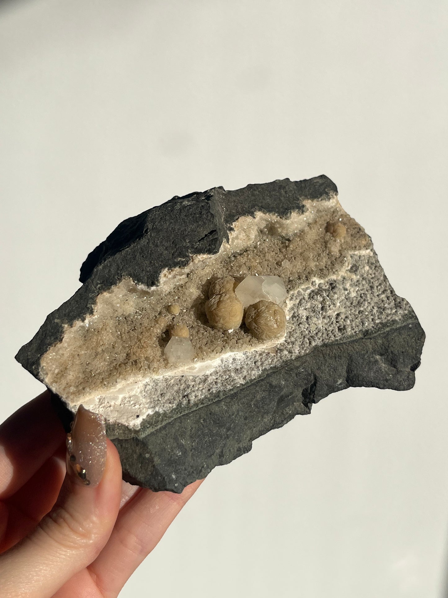 Yellow Gyrolite with Prehnite and Apophyllite Specimen A