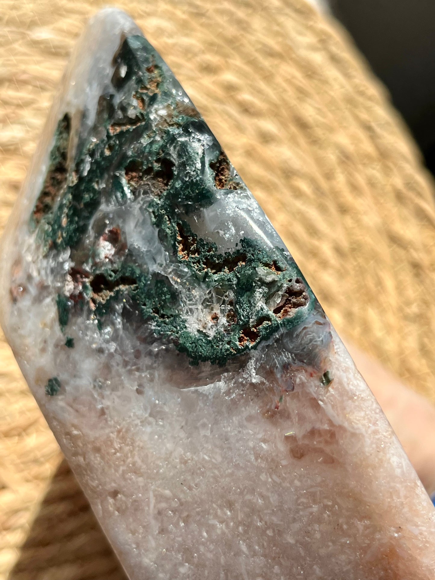 2.27kg Pink Amethyst Bowl w/Green Jasper Inclusions