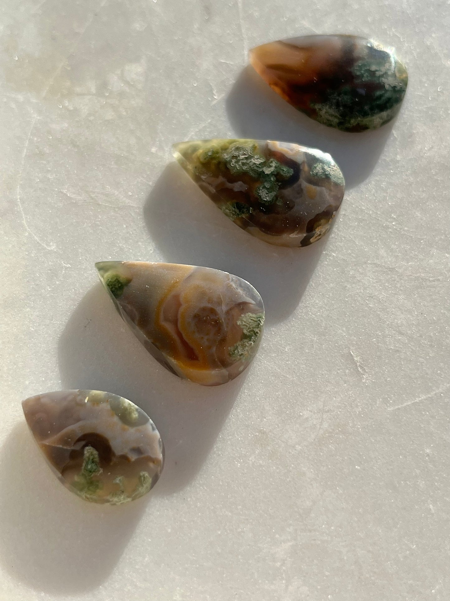 Danau Agate with Green Moss Teardrop Cabochon (You Choose) #2