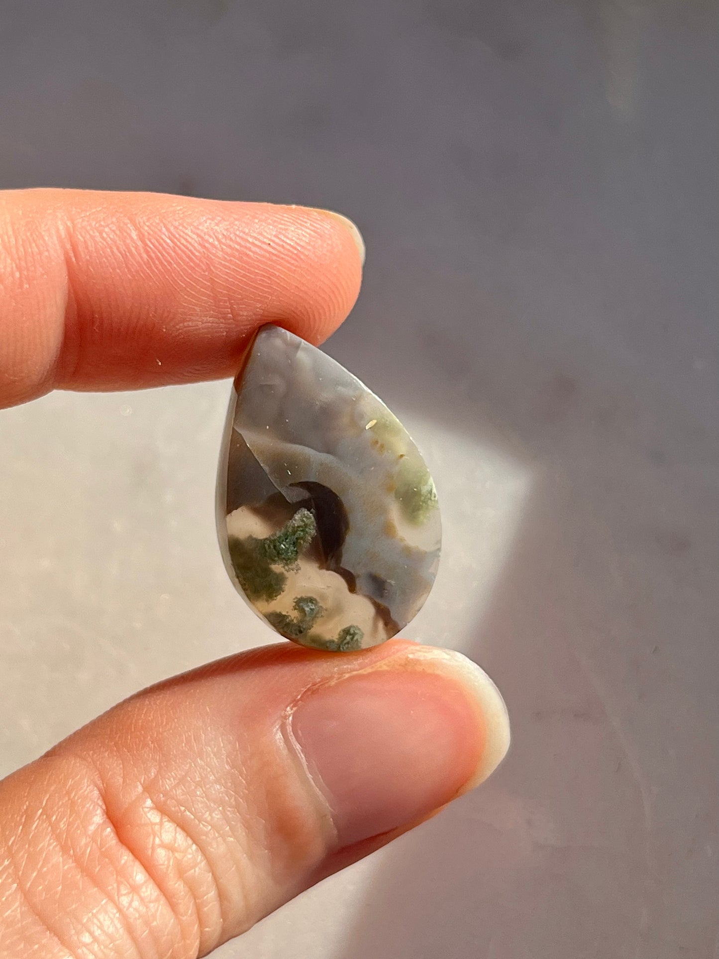 Danau Agate with Green Moss Teardrop Cabochon (You Choose) #2
