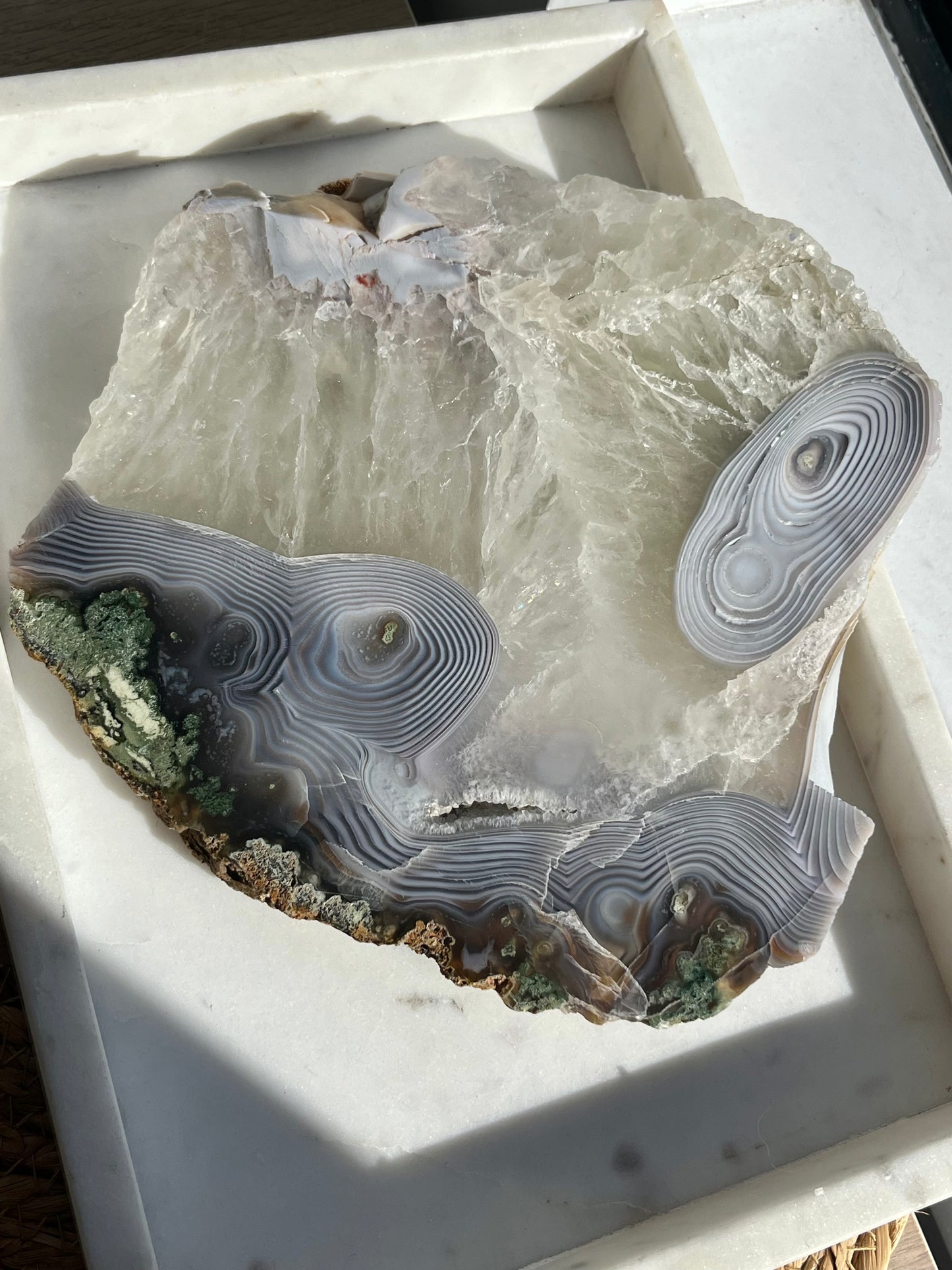 Danau Agate with Green Moss & Quartz Slab #10