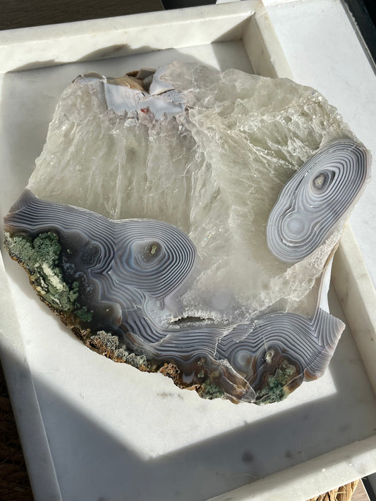Danau Agate with Green Moss & Quartz Slab #10