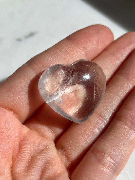 Natural Madagascan Quartz Heart Carving