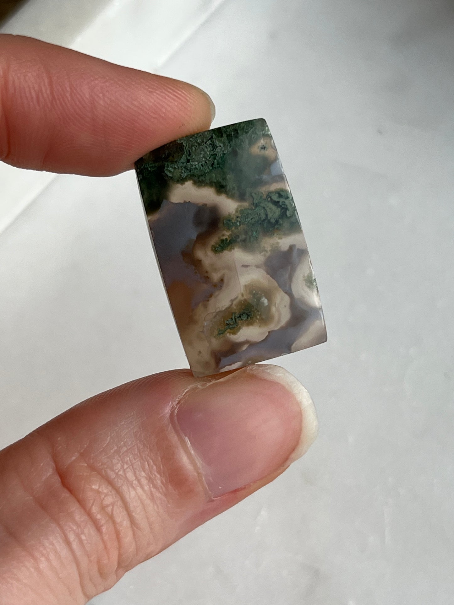 Danau Agate with Green Moss Rectangle Cabochon (You Choose)