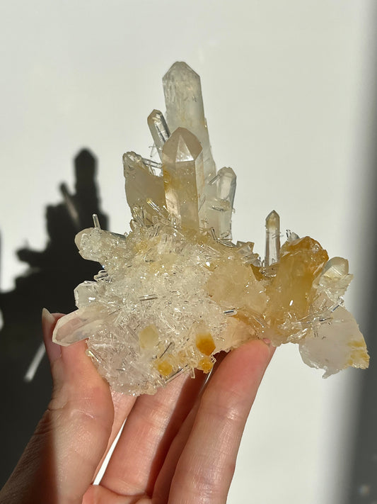 “Euphoria” Mango Quartz Statement Cluster 04 (Cabinet Specimen)