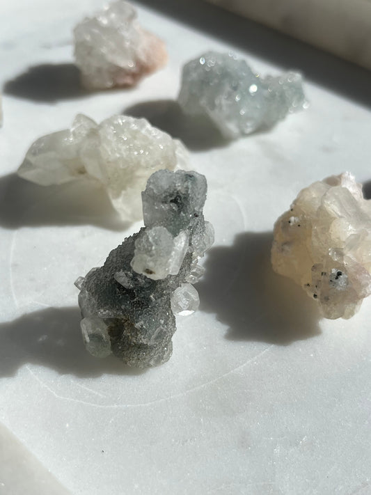 Apophyllite, Black Chalcedony or Stilbite Cluster (Intuively Chosen)