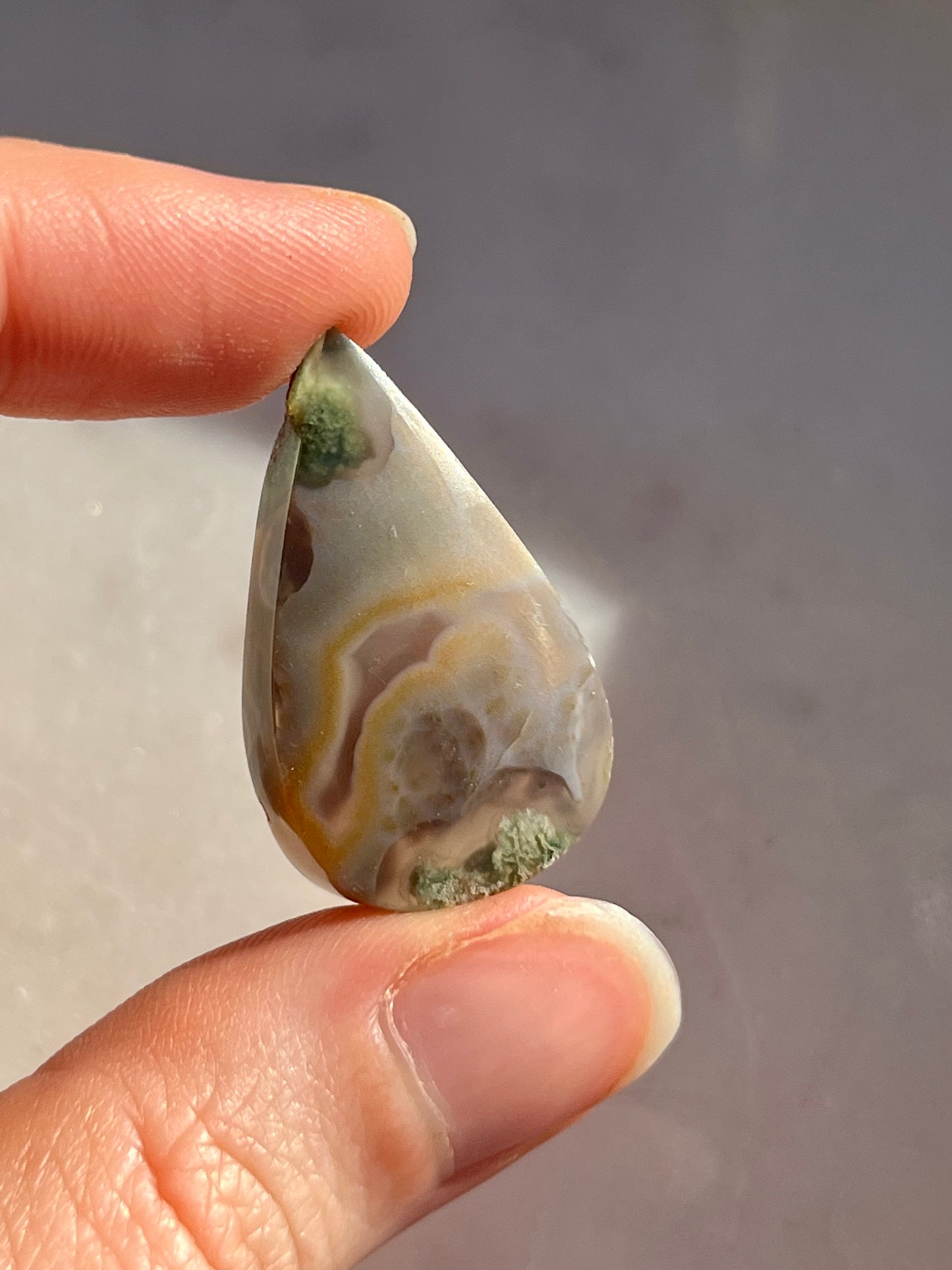 Danau Agate with Green Moss Teardrop Cabochon (You Choose) #2