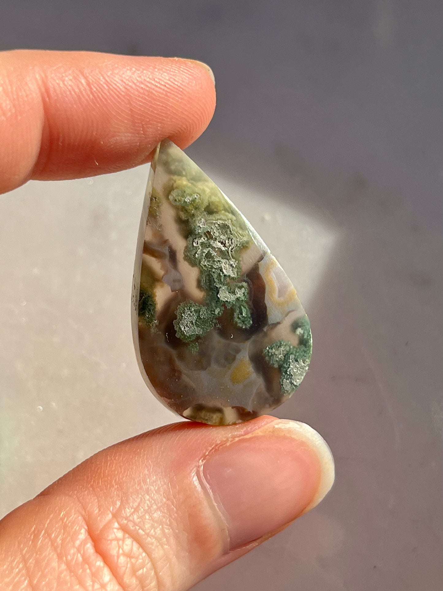 Danau Agate with Green Moss Teardrop Cabochon (You Choose) #2