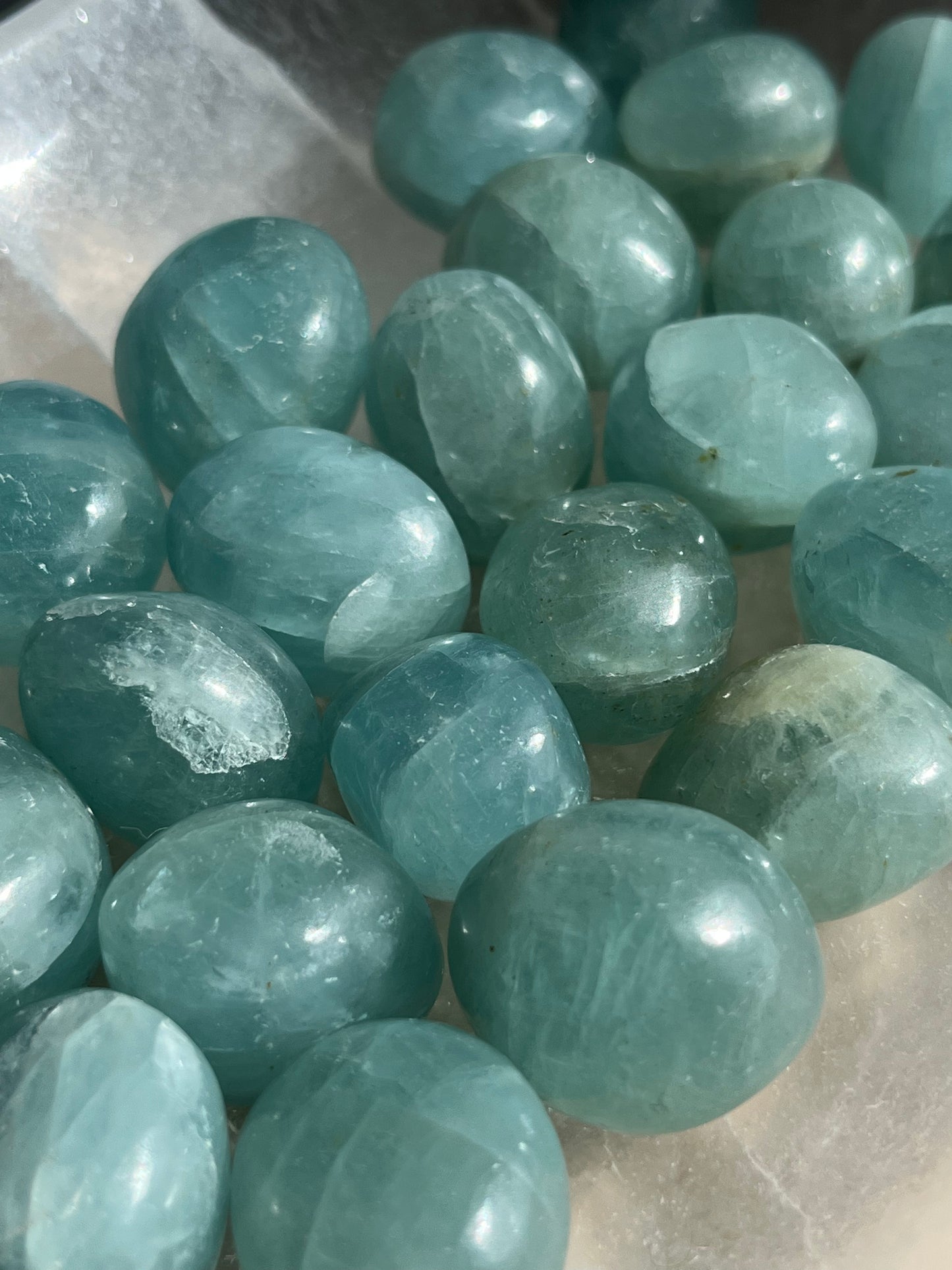 High Grade Indian Aquamarine Tumbled Stone (Perfectly Imperfect)