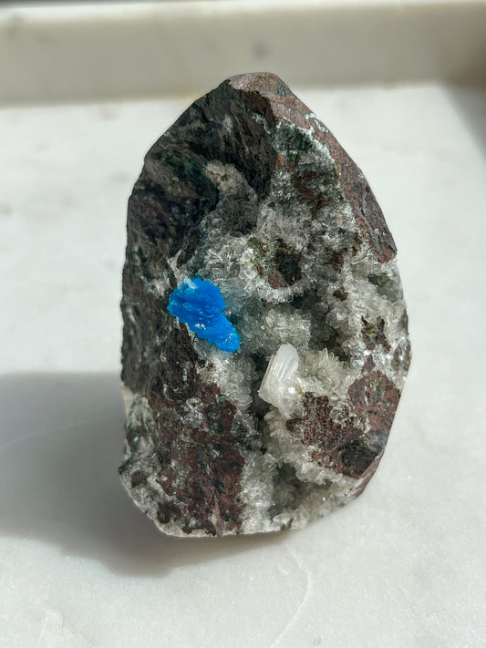 Cavansite Specimen w/Stilbite Inclusions on Heulandite-Basalt Matrix #85