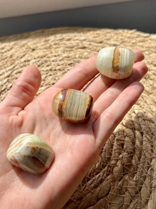 Pakistani Green Onyx (Green Banded Calcite) Tumbled Stone