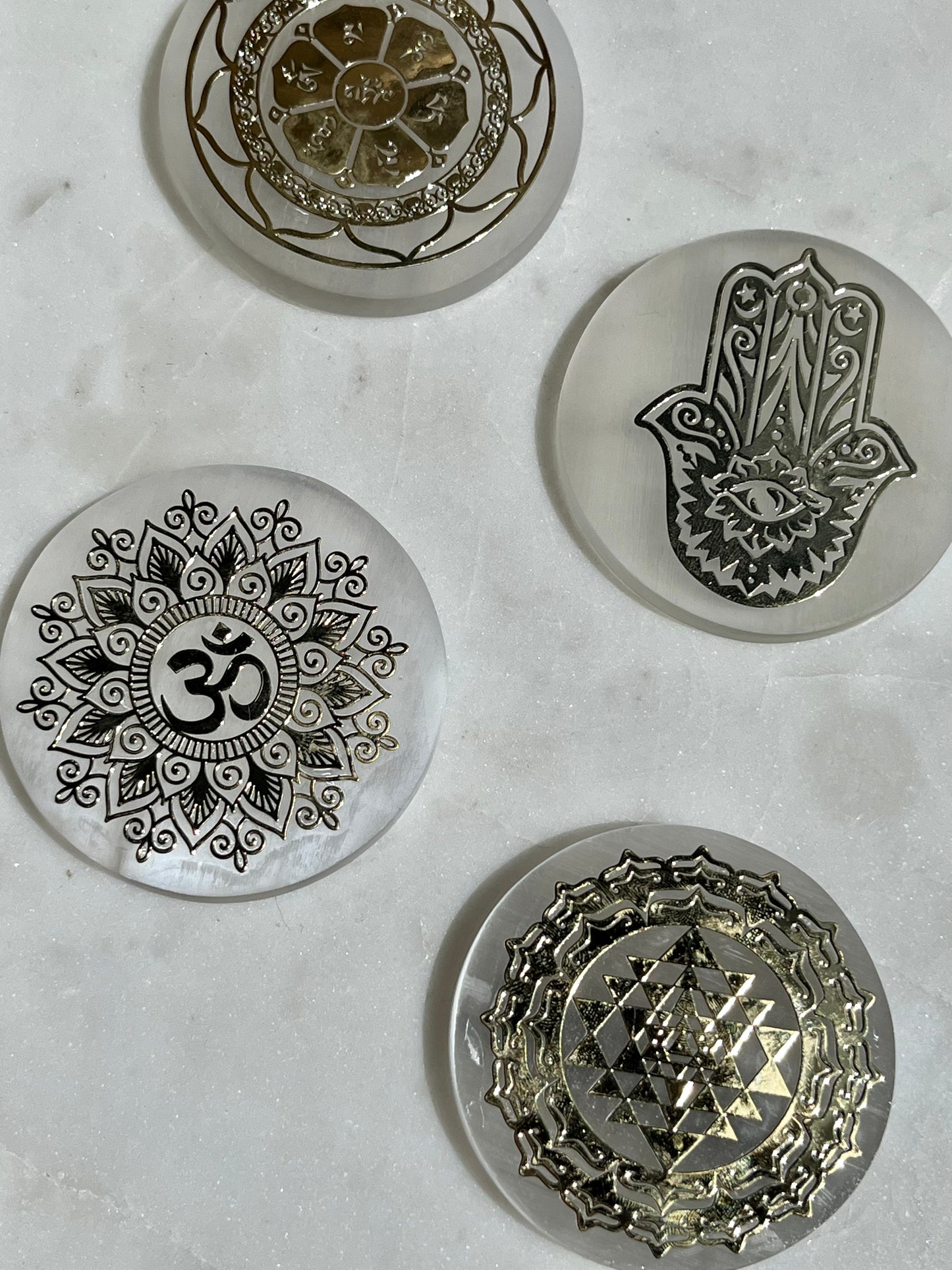 Selenite Sacred Geometry Charging Plate