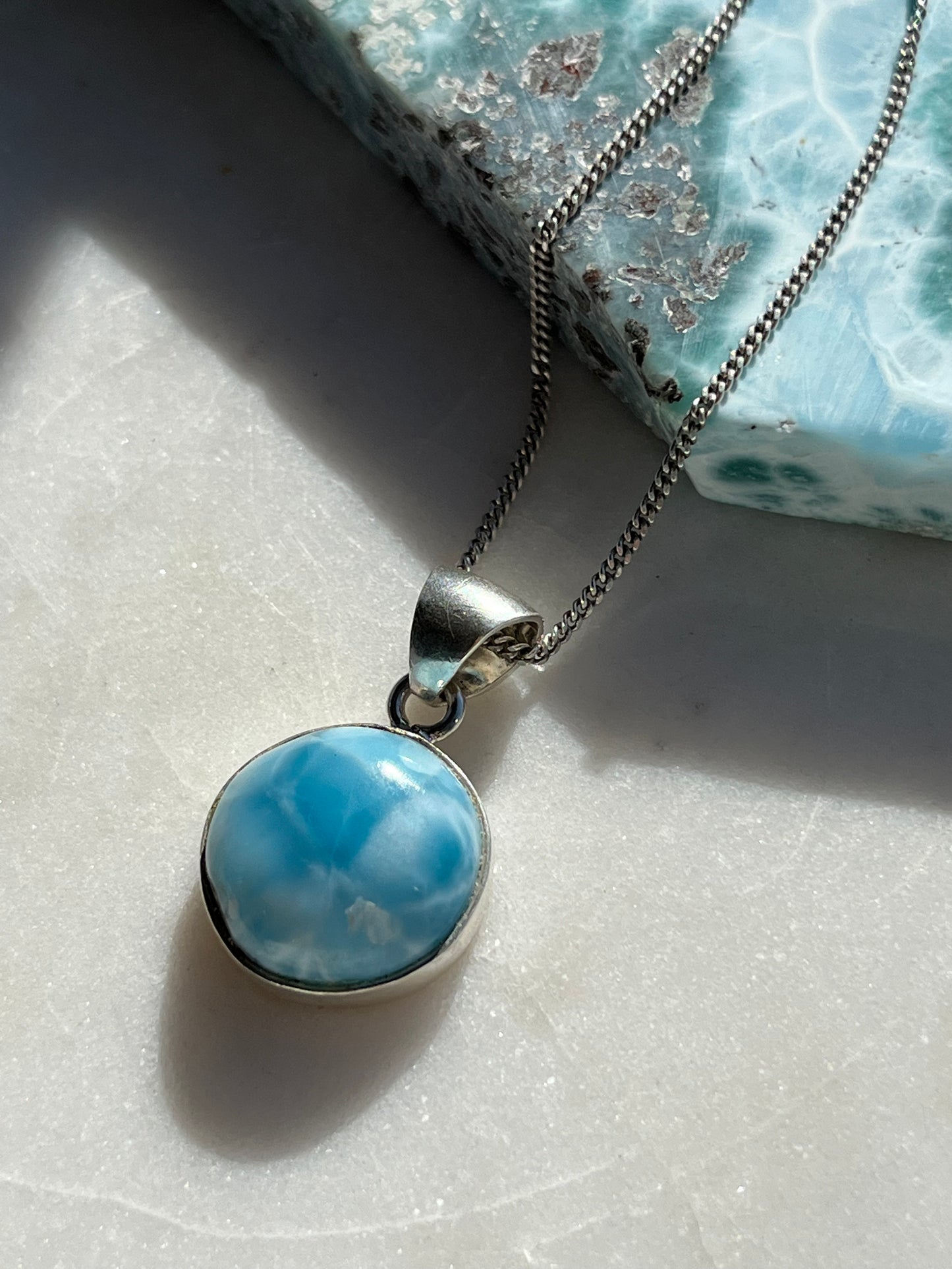 ‘Peace’ A+ Grade Larimar Sterling Silver Pendant #6